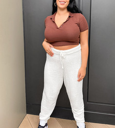 Белые вязаные джоггеры на кулиске от комплекта In The Style Plus x Billie Faiers-Кремовый