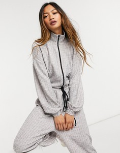 Серый комбинезон в клетку из букле на молнии ASOS DESIGN-Многоцветный