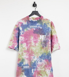 Футболка стиле oversized с принтом тай-дай COLLUSION Unisex-Многоцветный