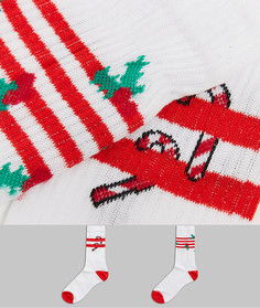 Набор из двух пар спортивных носков с остролистом и леденцом в форме посоха ASOS DESIGN-Многоцветный