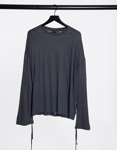 Черный выбеленный oversized-лонгслив из вискозы с манжетами ASOS DESIGN