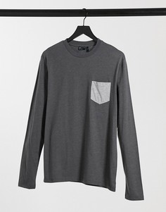 Лонгслив с контрастным карманом ASOS DESIGN-Серый