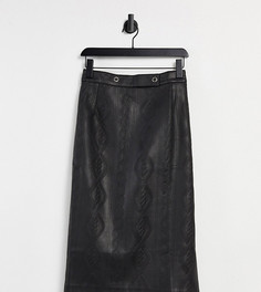 Черная юбка миди из искусственной кожи с тиснением Elvi Plus-Черный
