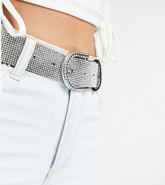 Эксклюзивный ремень для джинсов на талию со стразами My Accessories London-Серебристый
