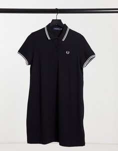 Черное платье с двойным кантом Fred Perry-Черный