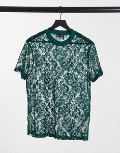 Зеленая футболка с узором пейсли в выгоревшем оттенке ASOS DESIGN-Зеленый