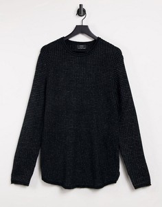 Черный вафельный джемпер Bershka