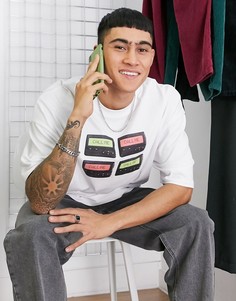 Белая футболка в стиле oversized из плотного трикотажа с принтом "Call Me" на груди ASOS DESIGN-Белый