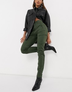 Зауженные брюки-карго цвета хаки с завышенной талией G-Star-Зеленый