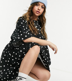 Очень свободное платье в стиле oversized с оборками на рукавах и узором в горошек ASOS DESIGN Curve-Многоцветный