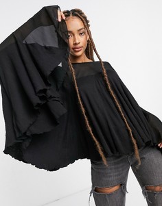 Черный oversized-топ с драпировкой Free People On The Weekend