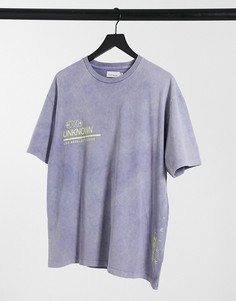 Лавандовая футболка с принтом Topman-Фиолетовый