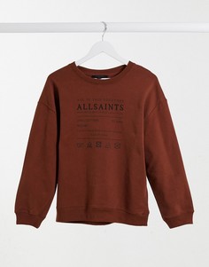 Коричневый свободный свитшот с логотипом AllSaints Veda