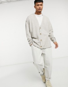 Бежевый фактурный oversized-кардиган с пуговицами ASOS DESIGN