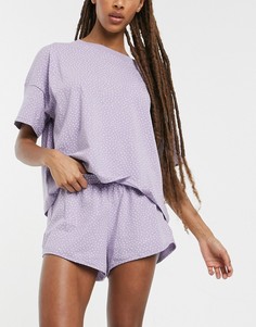Сиреневая пижама из органического хлопка в горошек Monki Tova-Фиолетовый