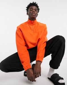 Ярко-оранжевый флисовый свитшот в стиле oversized на короткой молнии ASOS DESIGN