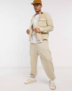Бежевая флисовая рубашка навыпуск ASOS DESIGN-Бежевый