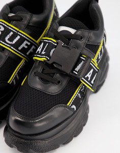 Черные кожаные кроссовки на массивной платформе Buffalo-Черный