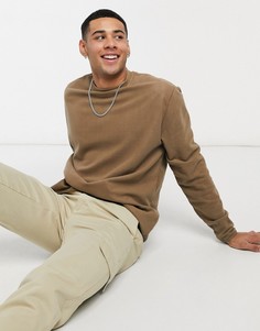 Светло-коричневый флисовый свитшот свободного кроя ASOS DESIGN-Бежевый