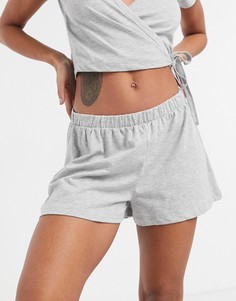 Серые меланжевые трикотажные шорты от пижамы ASOS DESIGN-Серый