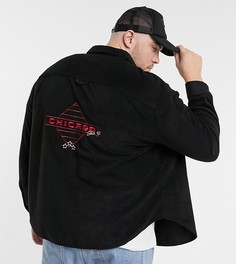 Черная oversized-рубашка в стиле 90-х из махровой ткани с вышивкой на спине ASOS DESIGN Plus-Черный