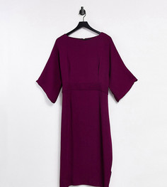Платье-карандаш сливового цвета в рубчик Closet London Plus-Фиолетовый