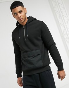 Черный худи на подкладке с искусственным мехом и короткой молнией Burton Menswear
