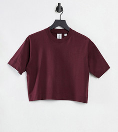 Свободная укороченная футболка винного цвета с короткими рукавами COLLUSION-Фиолетовый