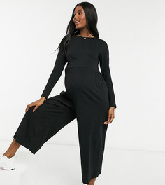 Свободный трикотажный комбинезон черного цвета с овальным вырезом ASOS DESIGN Maternity-Черный