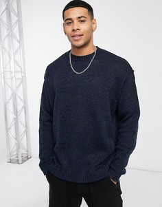 Темно-синий oversize-джемпер фактурной вязки ASOS DESIGN