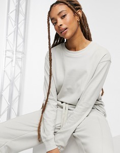 Серый oversized-свитшот унисекс из органического хлопка от комплекта Bershka