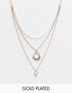 Ярусное ожерелье с покрытием из розового золота Pilgrim-Розовый