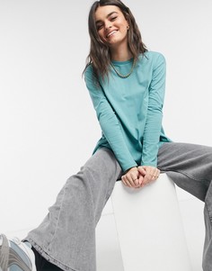 Бирюзовый лонгслив с разрезом на спине ASOS DESIGN-Зеленый