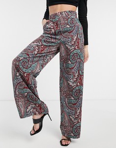 Свободные брюки с широкими штанинами и принтом пейсли от комплекта Liquorish-Многоцветный