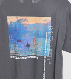Темно-серая футболка с принтом картины Моне на спине Reclaimed Vintage inspired-Серый