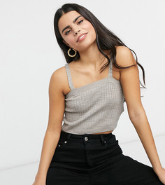 Светло-бежевый вязаный топ в рубчик от комплекта New Look Petite
