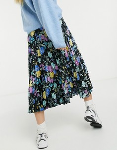 Плиссированная юбка миди с эффектным цветочным принтом Glamorous-Многоцветный