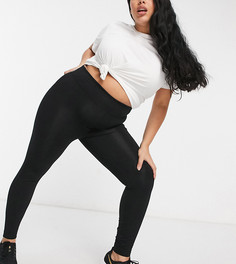 Леггинсы из ткани под хлопок ASOS 4505 Curve-Черный