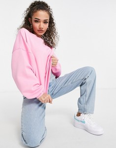 Розовый свитшот в стиле oversized с отделкой в рубчик ASOS DESIGN