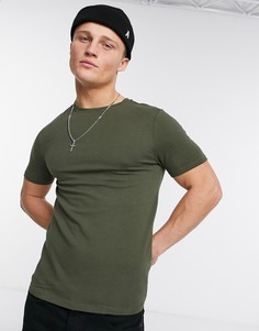 Облегающая футболка цвета хаки River Island-Зеленый