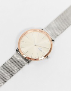Женские часы цвета розового золота с круглым циферблатом и серебристым браслетом Lacoste Moon-Серебристый