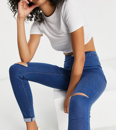 Синие джинсы со рваными коленями Missguided Tall-Голубой