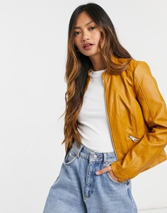 Коричневая приталенная куртка из искусственной кожи Vero Moda-Коричневый