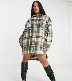 Платье-рубашка в стиле oversized в клетку Missguuided Plus-Многоцветный