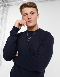 Темно-синий джемпер с контрастным карманом Burton Menswear