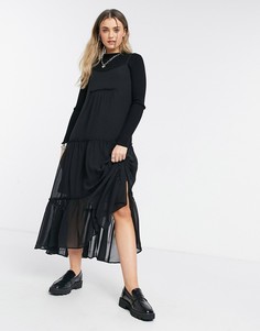 Черное платье миди AllSaints-Черный
