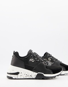 Черные беговые кроссовки на шнуровке с контрастной подошвой XTI-Черный
