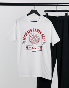 Белая футболка с принтом "Ramen shop" New Look-Белый