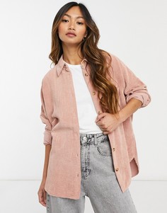 Розовая вельветовая oversized-рубашка бойфренда Stradivarius-Розовый