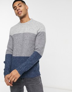 Серо-голубой вязаный джемпер в стиле колор блок Burton Menswear